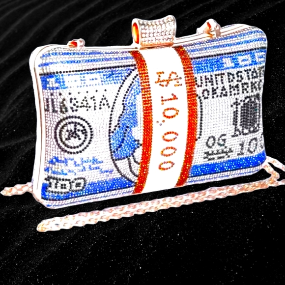 🥳HOST PICK🥳 CRYSTAL DOLLAR CLUTCH BAG WITH DETACHABLE CHAIN STRAP - Picture 6 of 11